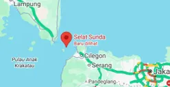 Ilustrasi - Tim SAR gabungan kembali melakukan pencarian terhadap lima jurnalis yang hilang kontak di Perairan Selat Sunda saat hendak meliput erupsi Gunung Anak Krakatau. (Sumber: Tangkapan layar Google Maps)