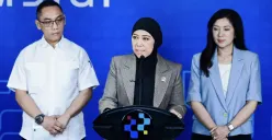Menteri Komunikasi dan Digital Meutya Hafid menyampaikan perkembangan penerapan PP TUNAS dan klasifikasi risiko platform digital terhadap anak di Jakarta. (Sumber: Komdigi)