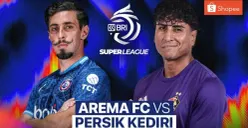 Link live streaming Arema FC vs Persik Kediri di Super League 2026/2027 hari ini, Jumat, 18 September 2026 sore pukul 15.30 WIB. (Sumber: Vidio)