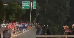 Beredar di media sosial sebuah video konvoi sejumlah pemuda mengendarai sepeda motor sambil membawa senjata tajam (sajam) di Flyover Kalibata City, Pancoran, Jakarta Selatan. (Sumber: Istimewa)