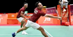 Fajar Alfian/Muhammad Shohibul Fikri memenangkan laga melawan tim Malaysia pada babak perempat final Asian Games 2026. (Sumber: Instagram/@badminton.ina)