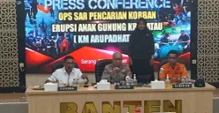 Jumpa pers penemuan jenazah ABK kapal rombongan jurnalis di Mapolda Banten, Kabupaten Serang, Rabu, 23 September 2026. (Sumber: Poskota/Rahmat Haryono)