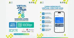 Virtual Job Fair 2026 Kota Bandung digelar secara online melalui New BIMMA pada 30 September 2026. Pencari kerja dapat mengakses lowongan dan mengajukan lamaran secara digital. (Sumber: Instagram/@bdg.disnaker)