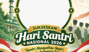Twibbon Hari Santri 2026 dapat digunakan untuk memeriahkan peringatan 22 Oktober sekaligus menyebarkan semangat santri melalui media sosial. (Sumber: Twibonize)