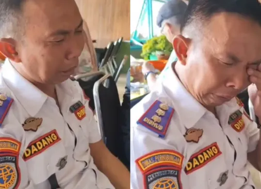Momen Kabid Dishub Kabupaten Bogor  menangis seusai diduga terlibat penyunatan uang kompensasi para sopir angkot. (Sumber: Tangkap Layar Instagram/@dedimulyadi71)
