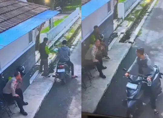 Momen motor driver ojol dibawa kabur oleh maling yang merupakan penumpangnya sendiri. (Sumber: Tangkap Layar Instagram/@funnelmedia)