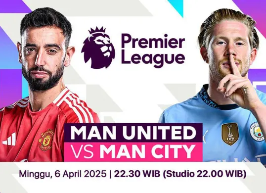 Link live streaming Manchester United vs Manchester City di pekan 31 Premier League musim 2024-25. (Sumber: Vidio)