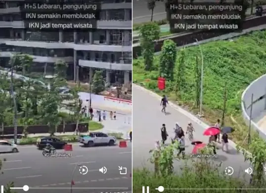 Viral beredar video yang memperlihatkan kondisi IKN jadi tujuan wisata libur Lebaran 2025. (Sumber: Tangkap layar X/@mdy_asmara1701)