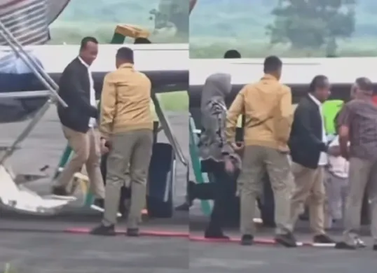 Video diduga keluarga Bahlil Lahadalia turun dari private jet viral di X, picu kritik netizen soal gaya hidup pejabat dan dugaan penggunaan fasilitas negara untuk kepentingan pribadi. (Sumber: Capture akun @BosPurwa)