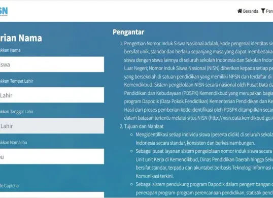 Panduan praktis cek NISN siswa secara online melalui situs resmi Kemendikbud. (Sumber: Tangkapan Layar/nisn.data.kemdikbud.go.id/)