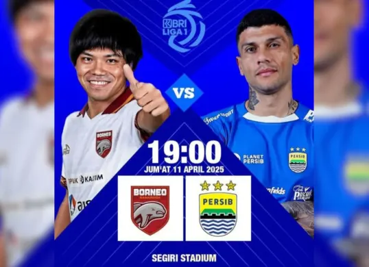 Pertandingan antara Borneo FC Samarinda melawan Persib Bandung, yang akan digelar di Stadion Segiri, Samarinda pada pukul 19.00 WIB. (Sumber: Facebook/@Sihati Biru)