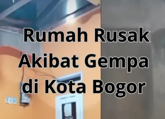 Rumah warga mengalami kerusakan akibat gempa 4.1 magnitudo dengan kedalaman 5 km terjadi di kota Bogor malam tadi Kamis 10 April 2025. (IG infobogor_news)