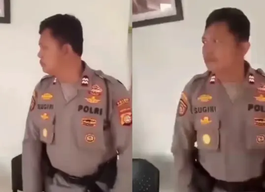 Oknum anggota polisi Polsek Cisauk diduga melakukan pelecehan seksual kepada seorang wanita. (Sumber: Tangkap Layar Instagram/@funnelmedia)