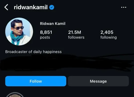 Tangkapan layar akun Instagram Ridwan Kamil yang sempat dihack (Sumber: Poskota/Mitha Aullia)