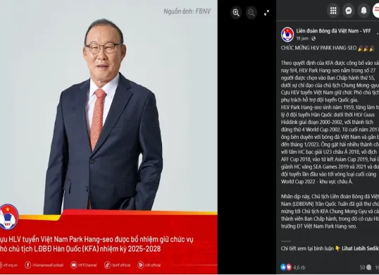 Ucapan selamat untuk Park Han-Seo dari VFF diunggah di akun resmi VFF di Facebook. (Sumber: Facebook/VietnameseFootball)