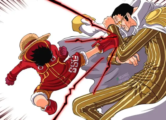 Para penggemar terlibat perdebatan dalam anime One Piece 1125 terkait pertarungan Luffy lawan Admiral Kizaru. (Sumber: X/@nikaboy_)