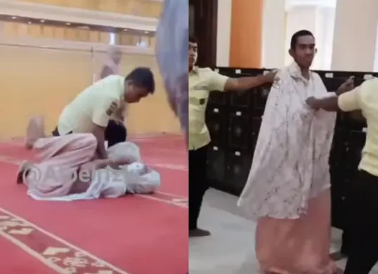 Seorang pria tertangkap basah melakukan penyamaran menggunakan mukena. (Sumber: Tangkap Layar Instagram/@medsoszone)