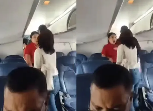 Seorang anggota DPRD Sumut terlibat cekcok dengan pramugari di dalam pesawat. (Sumber: Tangkap Layar Instagram/@medsoszone)