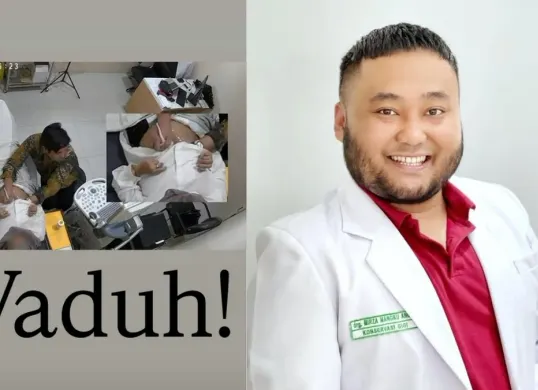 Tangkapan layar video CCTV unggahan drg Mirza saat menerima curhat dari korban pelecehan seksual oleh dokter kandungan di Garut. (Sumber: Instagram/@drg.mirza)
