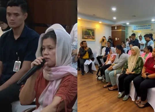 Eks pemain sirkus Taman Safari saat audiensi di Kementerian Hak Asasi Manusia (HAM) terkait dugaan eksploitasi. (Sumber: Instagram/@mugiyanto.official)