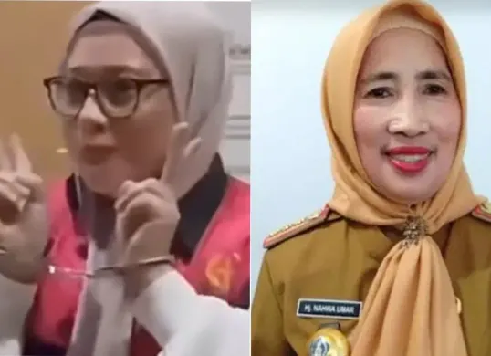 Netizen geram dengan sikap santai Mantan Sekda Kendari, Nahwa Umar saat jadi tersangka korupsi. Senyum dan pose dua jarinya dinilai tak menunjukkan penyesalan atas kerugian negara Rp444 juta. (Sumber: Kolase capture media sosial)