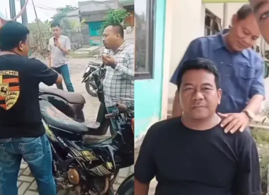 Pria meminta hentikan proyek pembangunan sebuah sekolah di Bekasi karena tidak melibatkan masyarakat lokal. (Sumber: Tangkap Layar Instagram/@medsoszone)