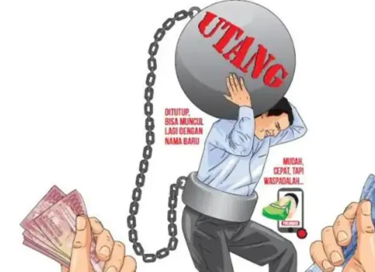 Ilustrasi terjebak utang pinjaman online (pinjol) (Sumber: Unair)