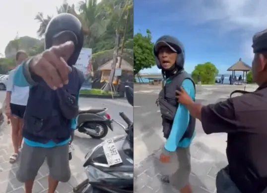 Seorang driver ojol wanita mengaku dipukul oleh seorang pria ojek pangkalan di Pantai Melasti. (Sumber: Tangkap Layar Instagram/@medsoszone)