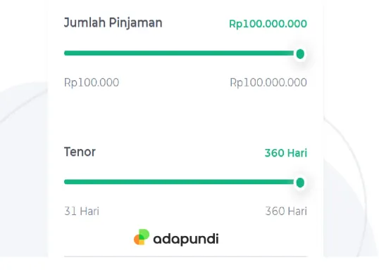 Pinjol Adapundi berikan pinjaman hingga Rp100 juta dan tenor cicilan hingga 360 hari. (Sumber: Tangkap Layar adapundi.com)