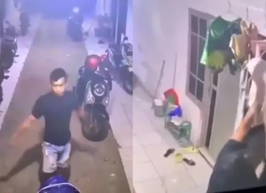 Seorang pria terekam CCTV mencuri pakaian dalam wanita di Semarang. (Sumber: Tangkap Layar X/@neVerAl0ne)