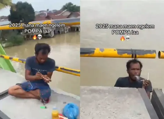 Video viral di media sosial yang memperlihatkan dugaan penggunaan sabu secara terbuka di kolong jembatan. (Sumber: X/@Heraloebss)