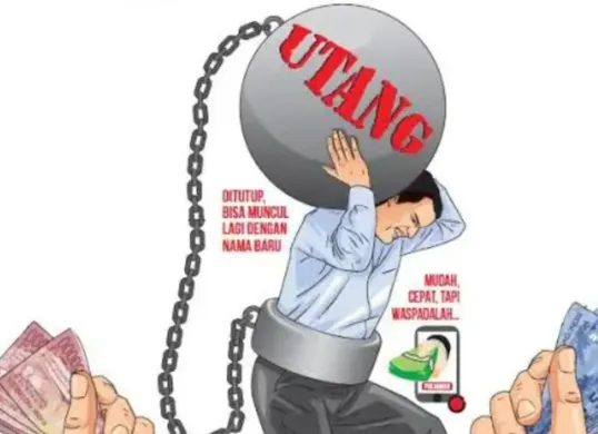 Ilustrasi beban mahasiswa jika membayar UKT menggunakan pinjaman online (pinjol). (Sumber: UNAIR)