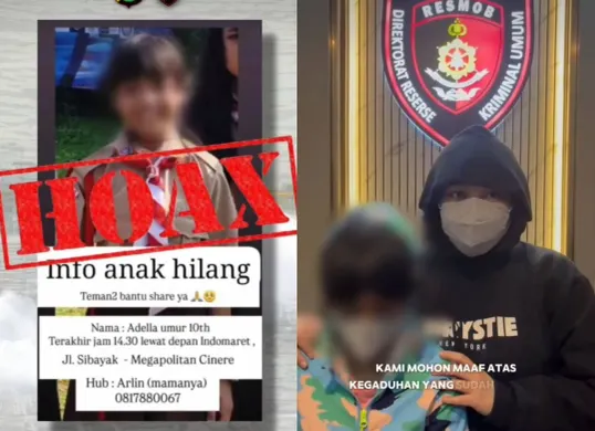 Viral berita anak hilang di Limo Depok terbyata hoax diduga karangan sang ibu agar ayahnya pulang. (Sumber: Instagram/@medsoszone)