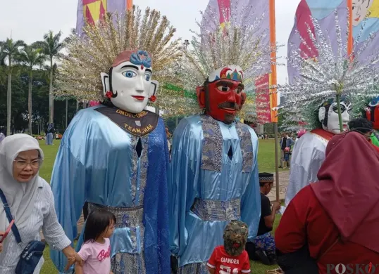 Ilustrasi, Ondel-ondel memeriahkan Lebaran Betawi 2025 di kawasan Monas, Jakarta Pusat, Minggu, 27 April 2025. (Sumber: Poskota)