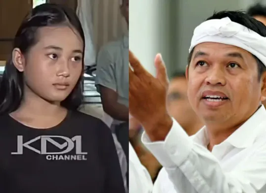  Perdebatan antara Aura Cinta dan Gubernur Jawa Barat, Dedi Mulyadi, dalam video viral yang mencuatkan kritik terhadap kebijakan penghapusan wisuda dan penertiban rumah bantaran kali.(Sumber: TikTok/dana_irawan)