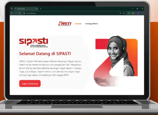 Ilustrasi sistem SIPASTI untuk melaporkan aktivitas keuangan ilegal termasuk pinjol ilegal. (Sumber: OJK)