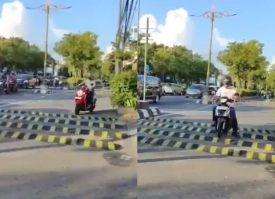 Empat polisi tidur di Klaten yang dinilai membahayakan pengendara yang melintas. (Sumber: Tangkap Layar X/@Pai_C1)