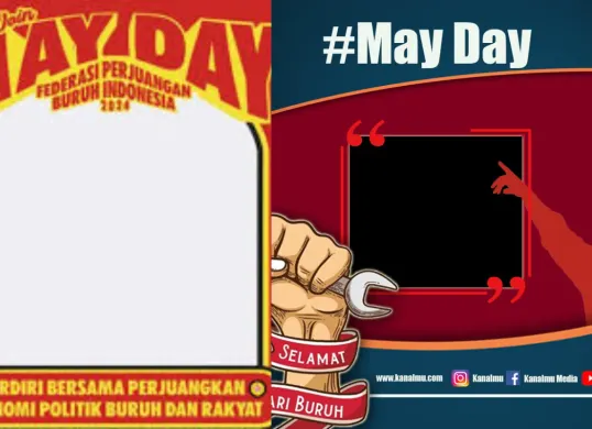 10 Contoh background digital bertema Hari Buruh 2025 yang siap dipakai untuk memperingati May Day. (Sumber: Pinterest)