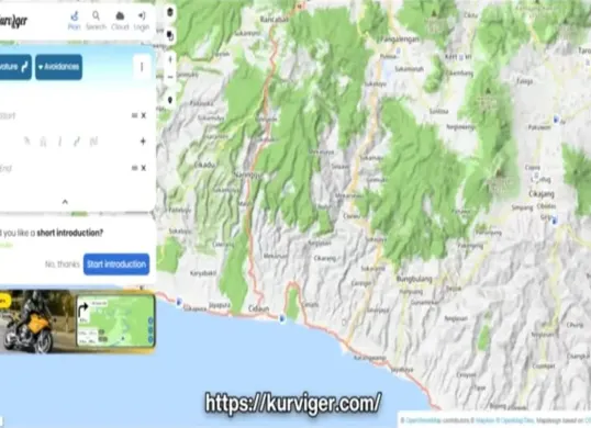 Maps yang dilengkapi dengan informasi ketinggian daerah. (Sumber: kurviger.com)