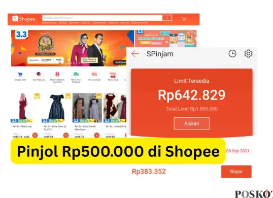 Cara pinjol Rp500.000 di aplikasi Shopee mudah dan aman. (Sumber: Poskota/Faiz)