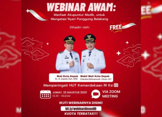 Rayakan HUT RI ke-80, Dinsos Depok berikan terapi akupunktur gratis di Balai Kota 23 Agustus 2025. (Sumber: Instagram/@dinsosdepok)