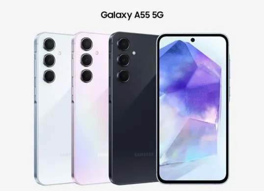 Samsung Galaxy A55 5G hadir dengan desain tipis dan layar AMOLED 120Hz, cocok untuk anak muda dan profesional. (Sumber: Pinterest)