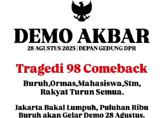 Demo buruh 28 Agustus 2025 disebut bakal mengulang tragedi 98. (Sumber: TikTok/@suararakyat152.)