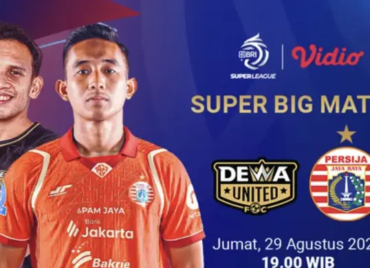 Link streaming Dewa United vs Persija Jakarta pekan keempat BRI Super League 2025/2026 eksklusif di Vidio (Sumber: Dok/Vidio.com)