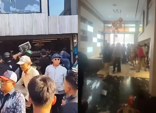 Tangkap layar rumah anggota DPR RI, Ahmad Sahroni yang digeruduk massa dan isi rumah porak-poranda. (Sumber: Istimewa)
