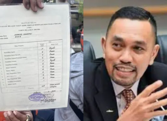 Ijazah SMP Ahmad Sahroni yang beredar di media sosial menuai gelombang komentar satir dari warganet. (Sumber: Instagram)