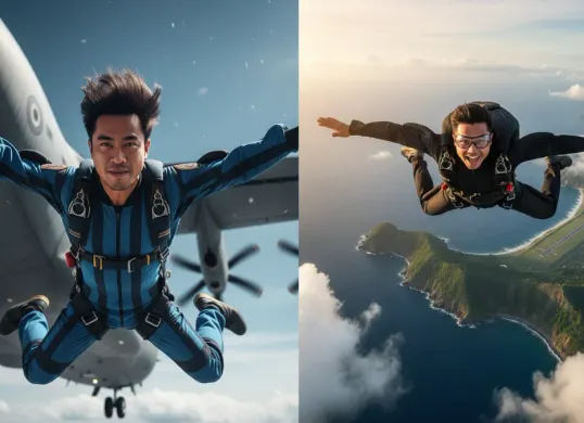 Prompt Gemini AI Ini Bisa Hasilkan Foto Skydiving Realistis Mirip Profesional (Sumber: Gemini AI)