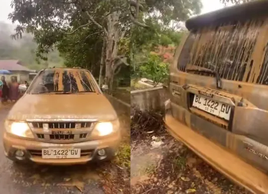 Video viral memperlihatkan Isuzu Panther yang tetap hidup setelah terendam banjir di Aceh. (Sumber: Tiktok/@354_.rifqi_.313)