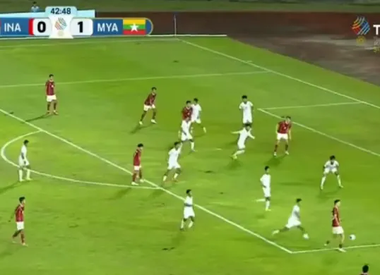Potret pertandingan Indonesia vs Myanmar (Sumber: Vidio)