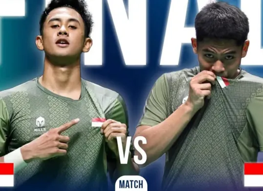 All Indonesian Final antara Alwi Farhan vs Moh. Zaki Ubaidillah di final SEA games 2025. (Sumber: Instagram/@badminton.ina)